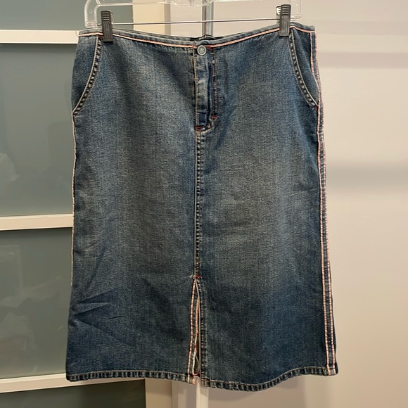 For Joseph Calvery Denim Skirt With Front Slit And Back Pockets - Picture 1 of 14